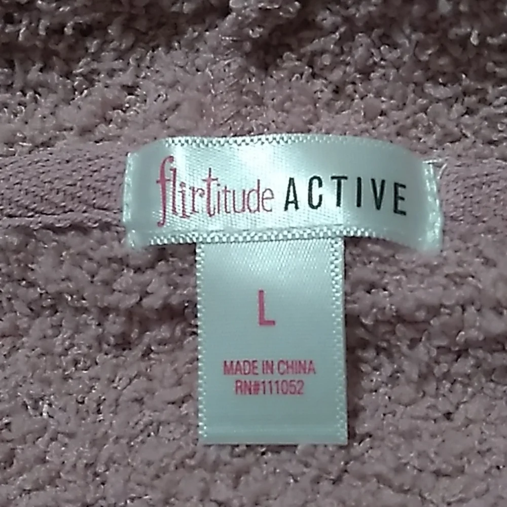 Flirtitude Active Women's Size Large Crop Zip up Jacket w Hood in Mauve